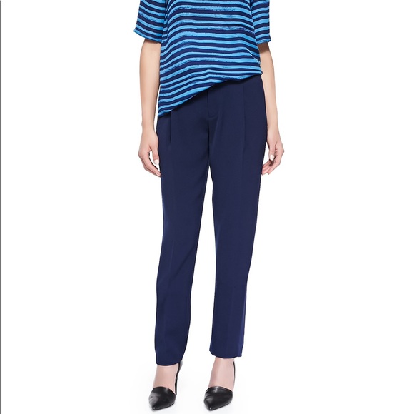 Vince Satin Striped Tuxedo Trousers in Blue Marine - Picture 1 of 8
